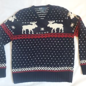 Ralph Lauren hand knit fair isle 100% merino wool sweater